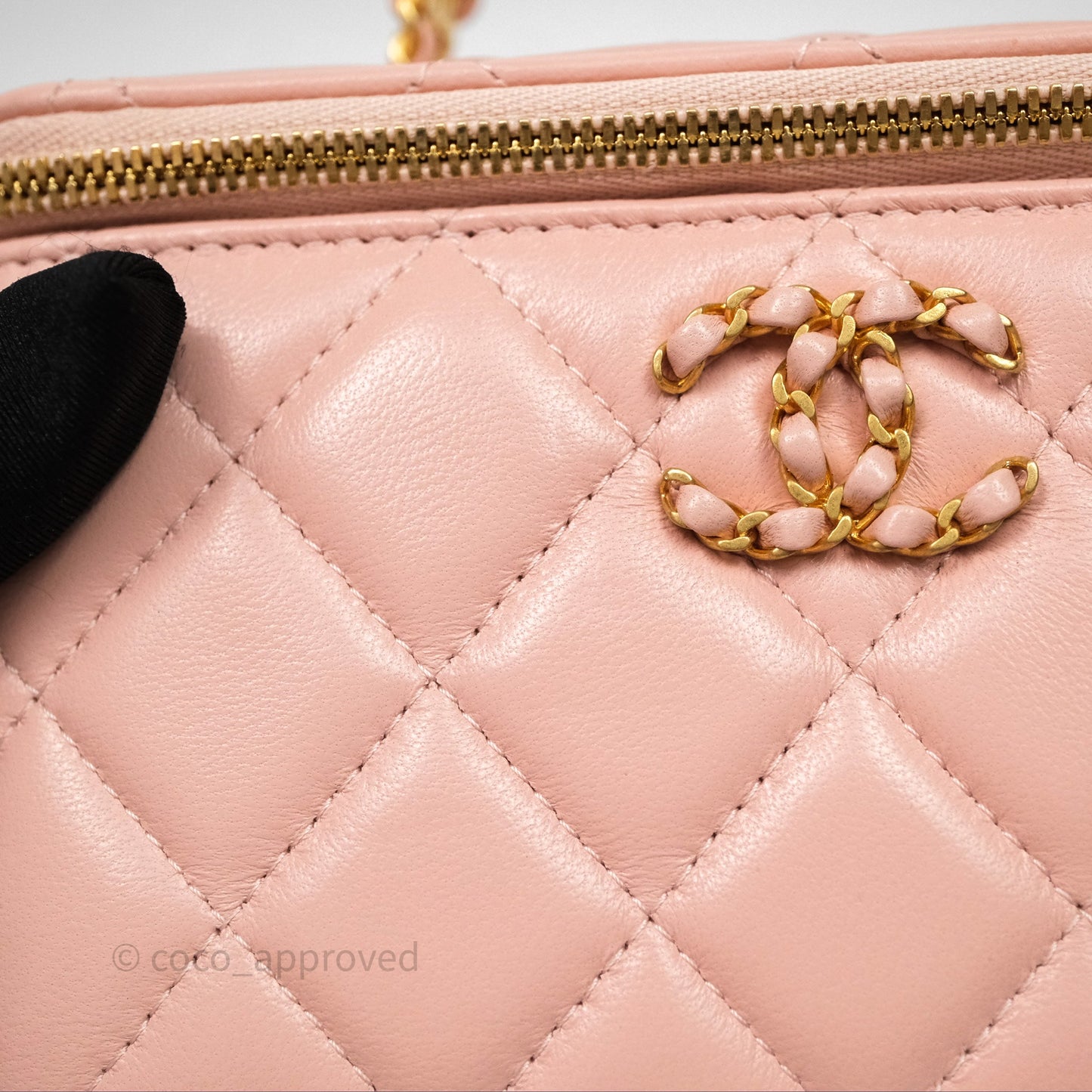 Chanel Vanity Rectangular Top Handle Pink Lambskin Gold Hardware