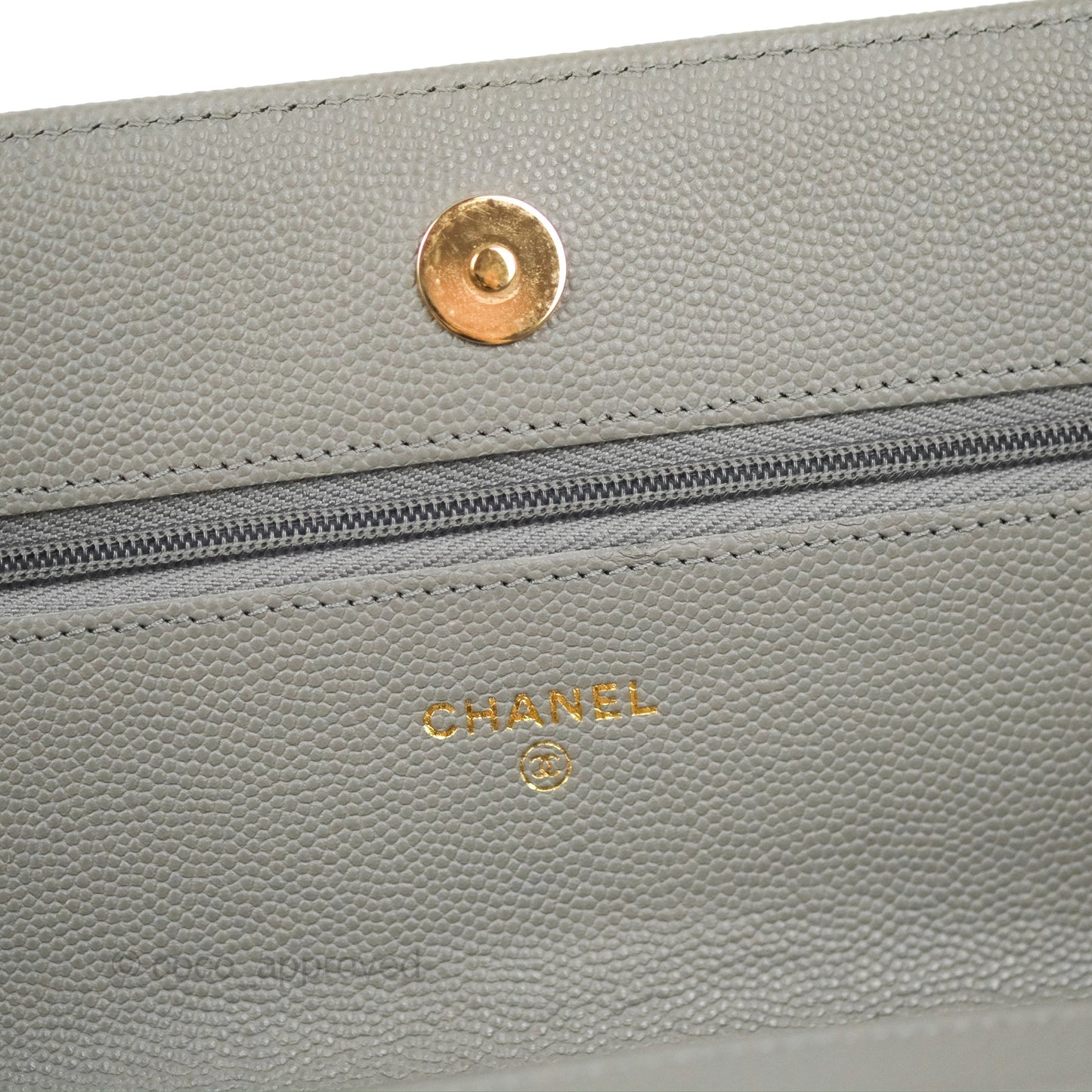 Chanel Quilted Classic Wallet on Chain WOC Grey Caviar Gold Hardware