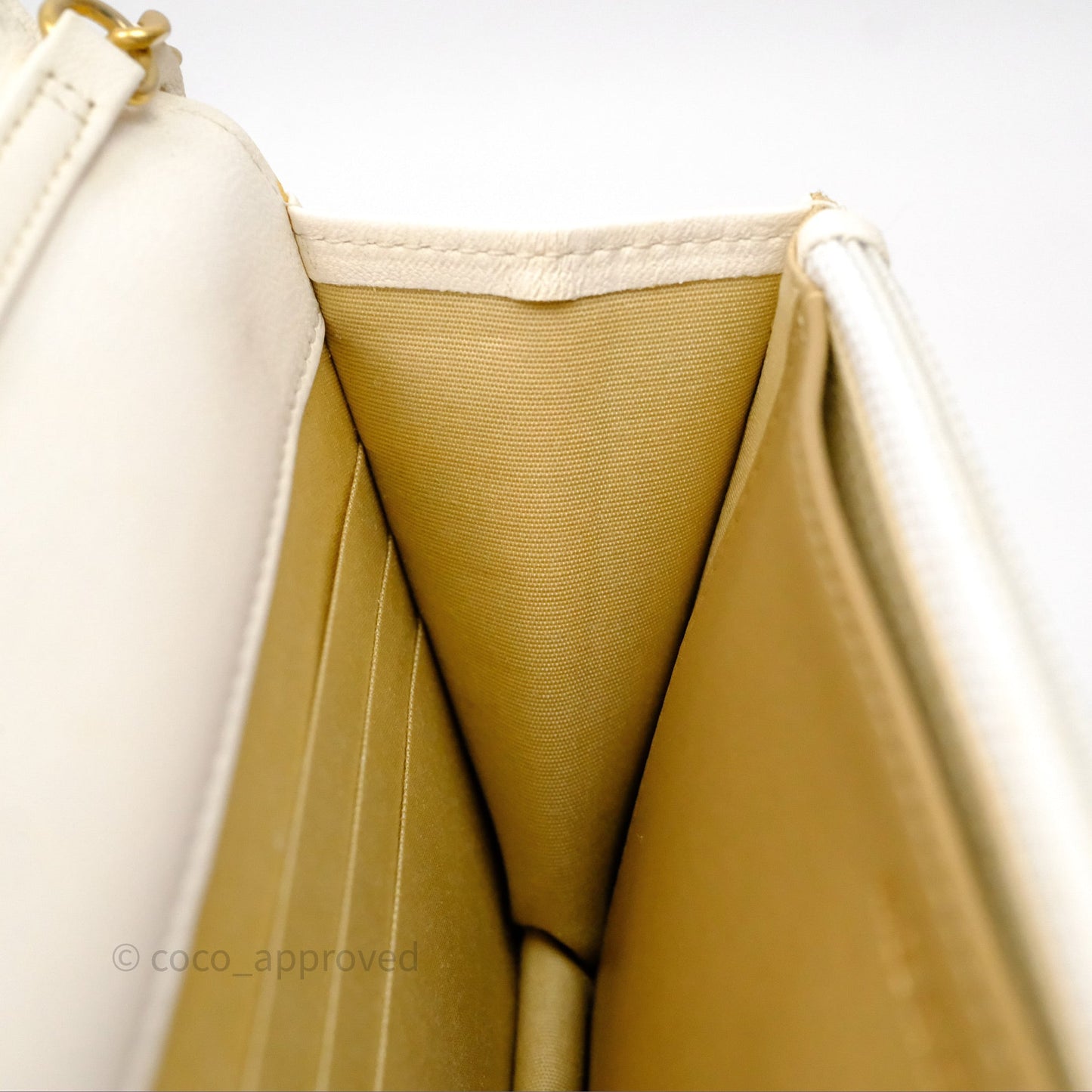 Chanel Quilted Pearl Crush Wallet on Chain WOC Ivory White Lambskin Aged Gold Hardware