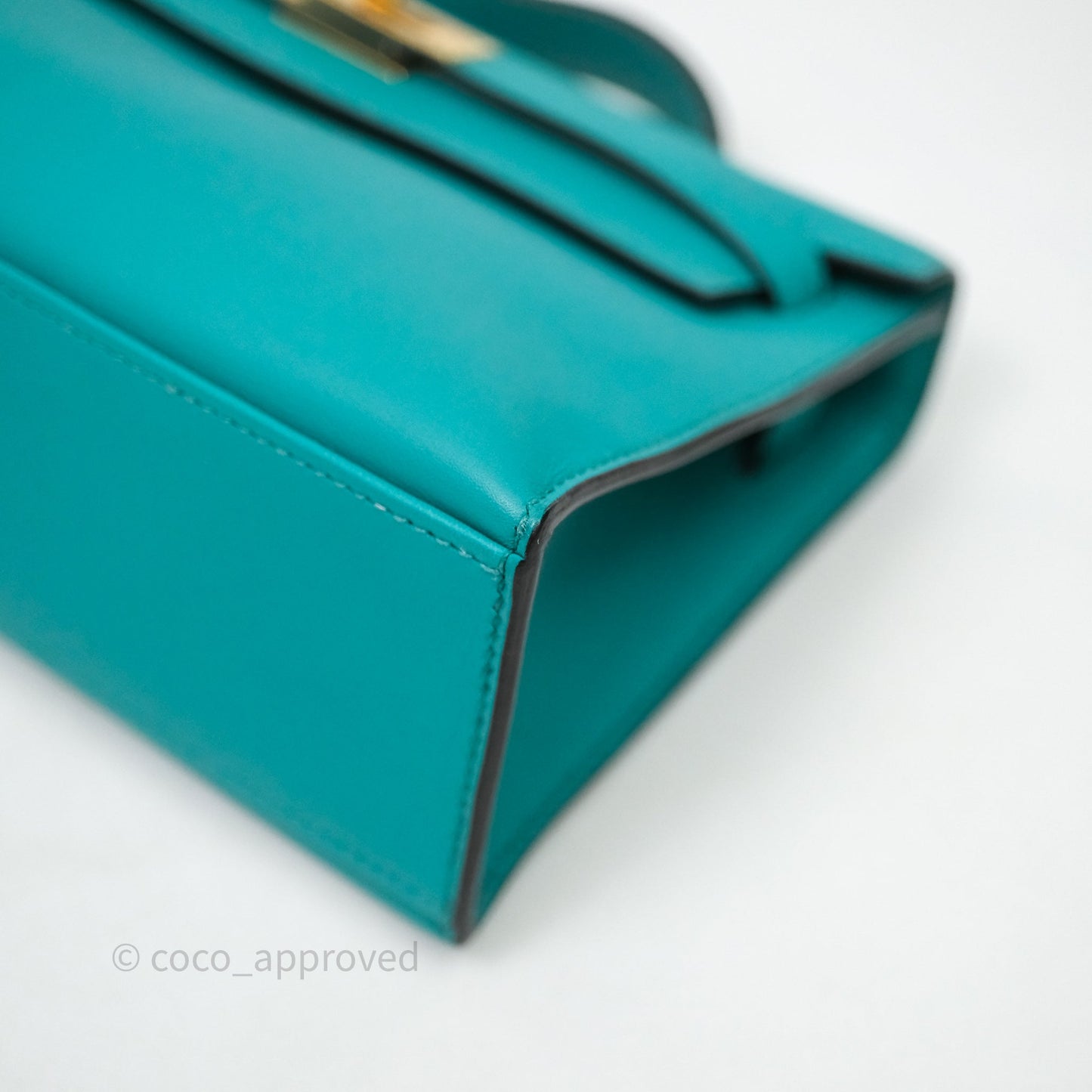 Hermès Kelly Pochette Bleu Paon 7F Gold Hardware