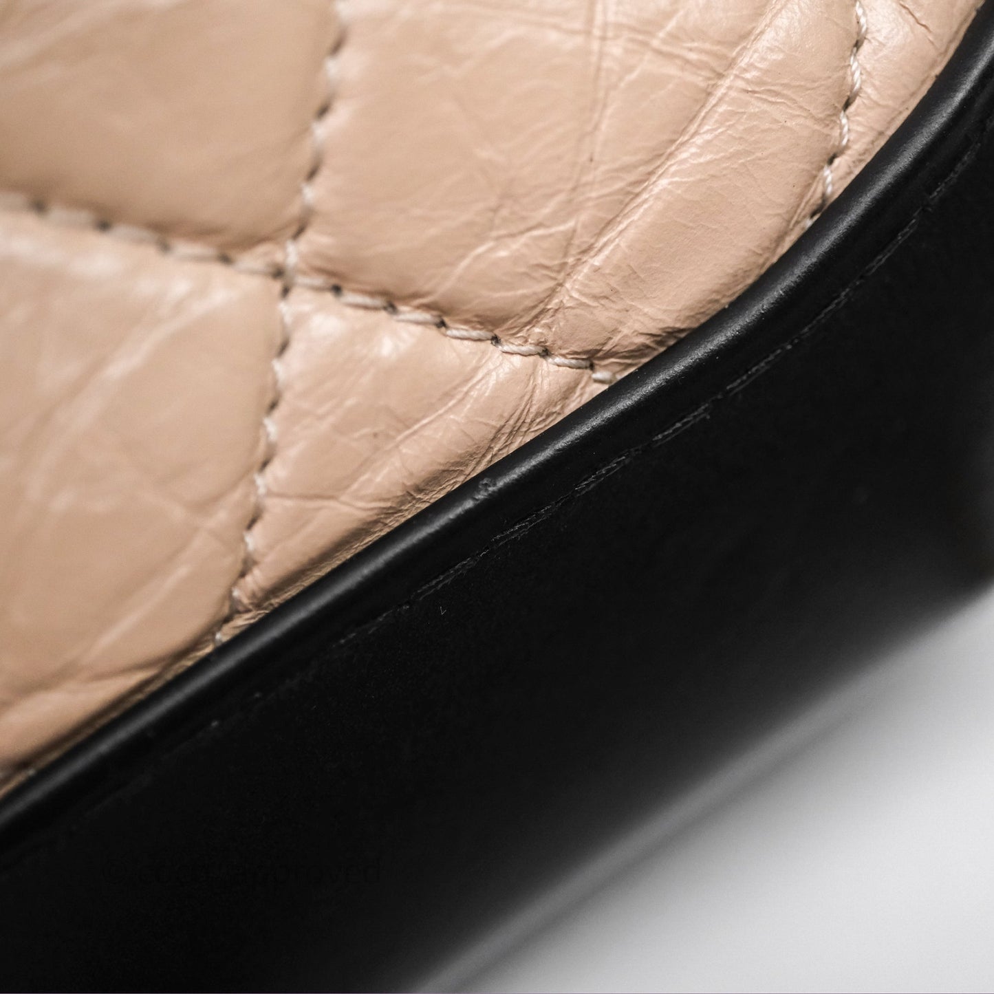 Chanel Small Gabrielle Hobo Quilted Black Beige Aged Calfskin