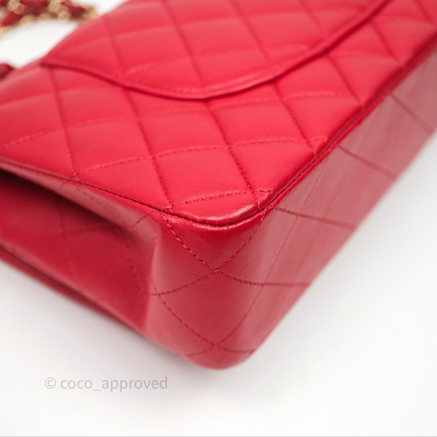 Chanel Classic M/L Medium Double Flap Red Lambskin Gold Hardware