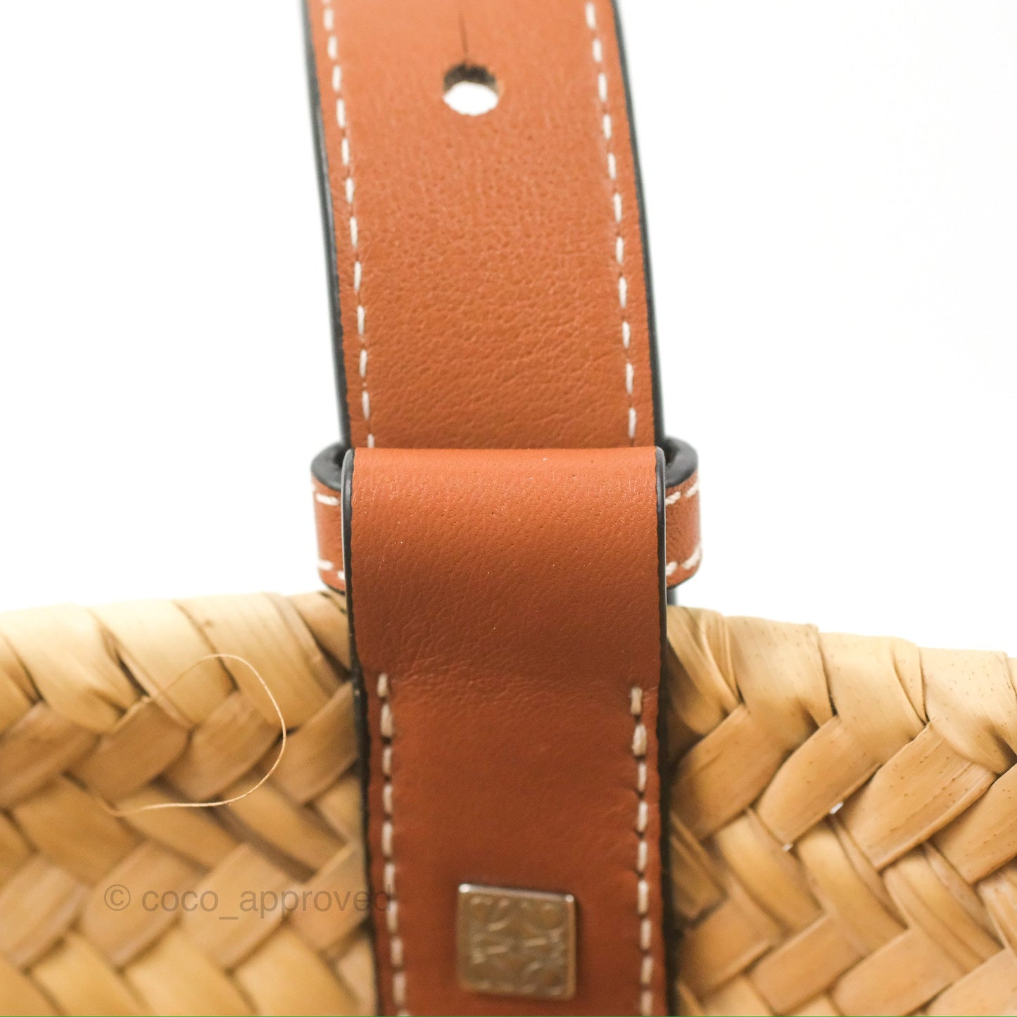 Loewe Small Basket Bag Natural Palm Leaf Tan Calfskin