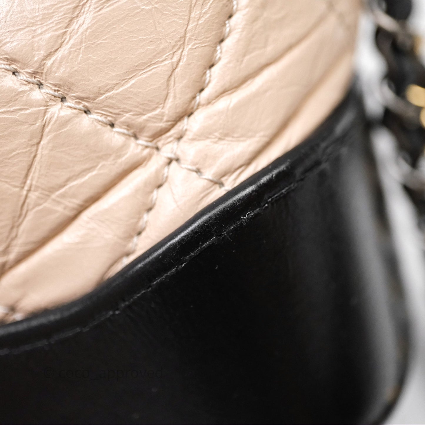 Chanel Small Gabrielle Hobo Quilted Black Beige Aged Calfskin