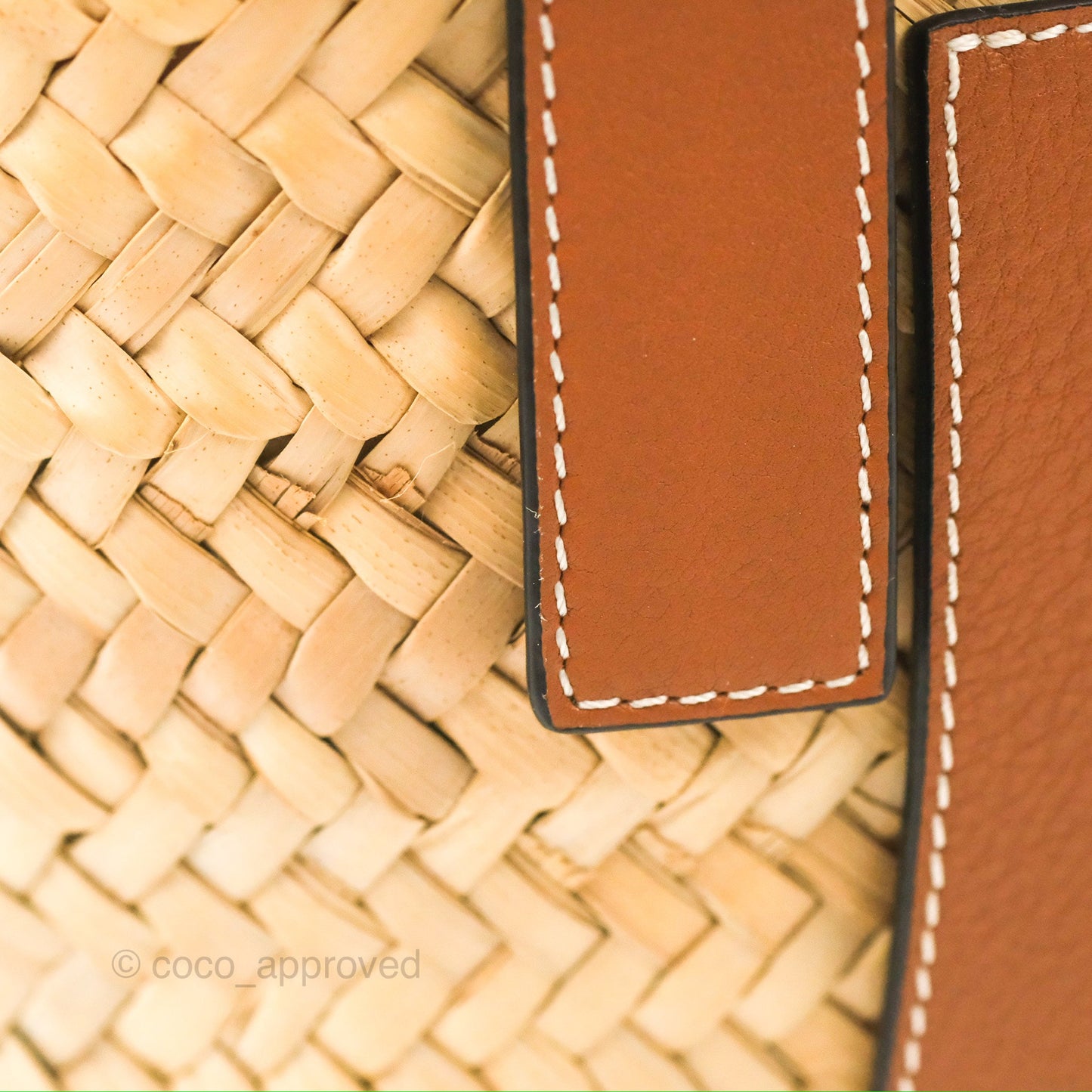 Loewe Small Basket Bag Natural Palm Leaf Tan Calfskin