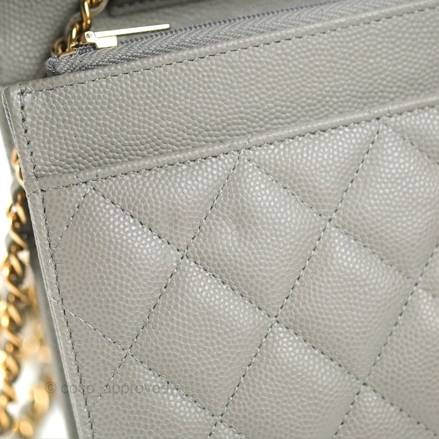 Chanel Quilted Classic Wallet on Chain WOC Grey Caviar Gold Hardware
