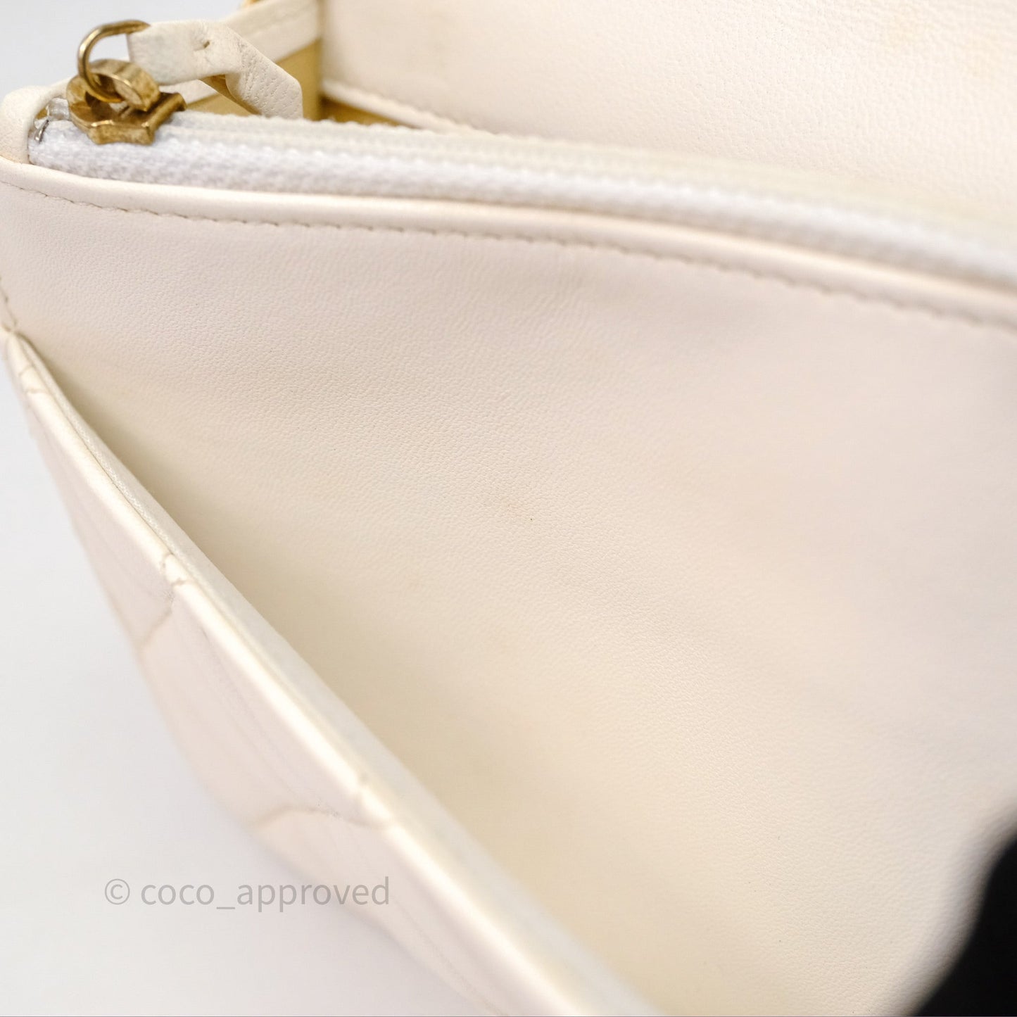Chanel Quilted Pearl Crush Wallet on Chain WOC Ivory White Lambskin Aged Gold Hardware