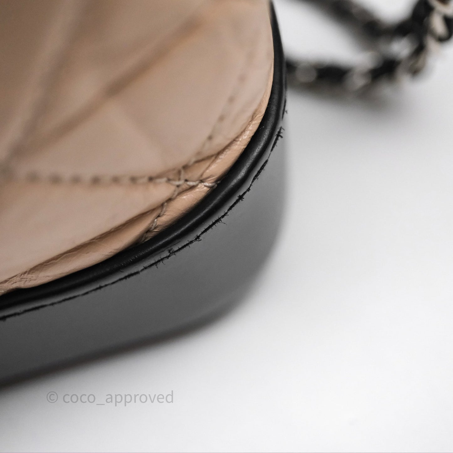 Chanel Small Gabrielle Hobo Quilted Black Beige Aged Calfskin
