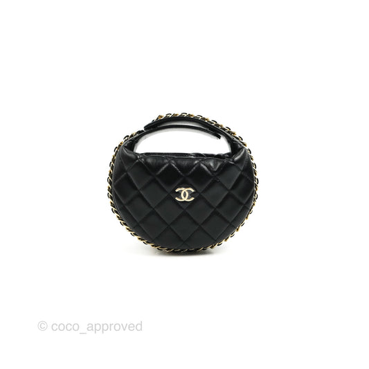 Chanel Quilted Chain Around Pouch Black Lambskin