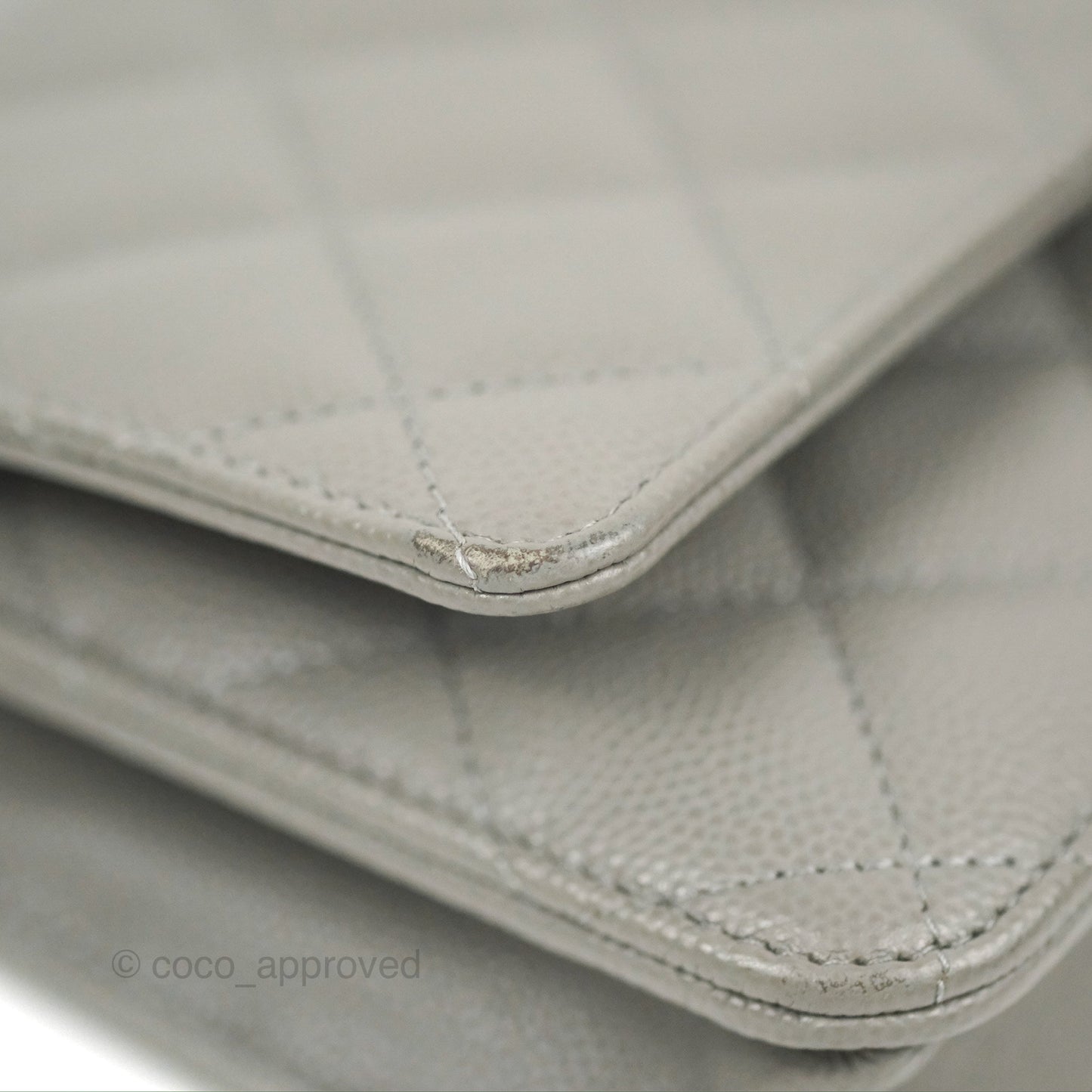 Chanel Quilted Classic Wallet on Chain WOC Grey Caviar Gold Hardware