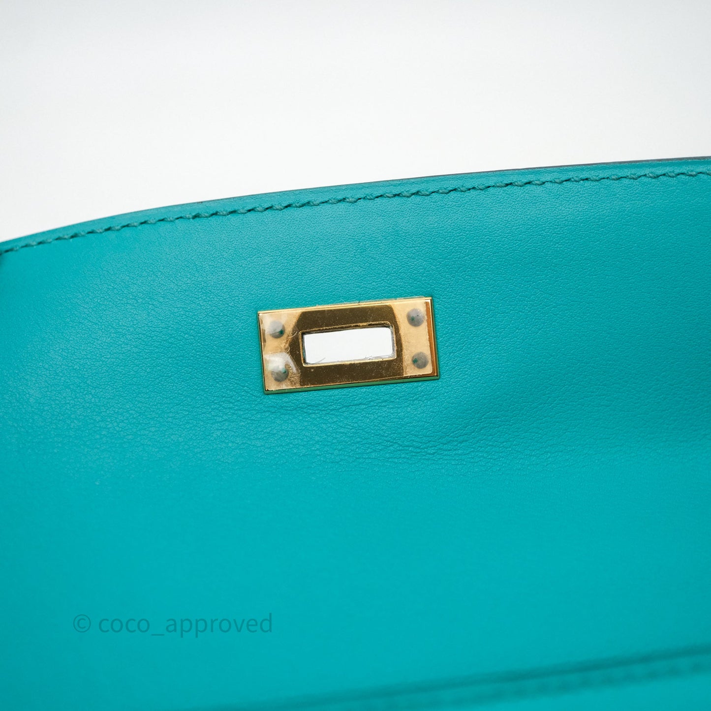 Hermès Kelly Pochette Bleu Paon 7F Gold Hardware