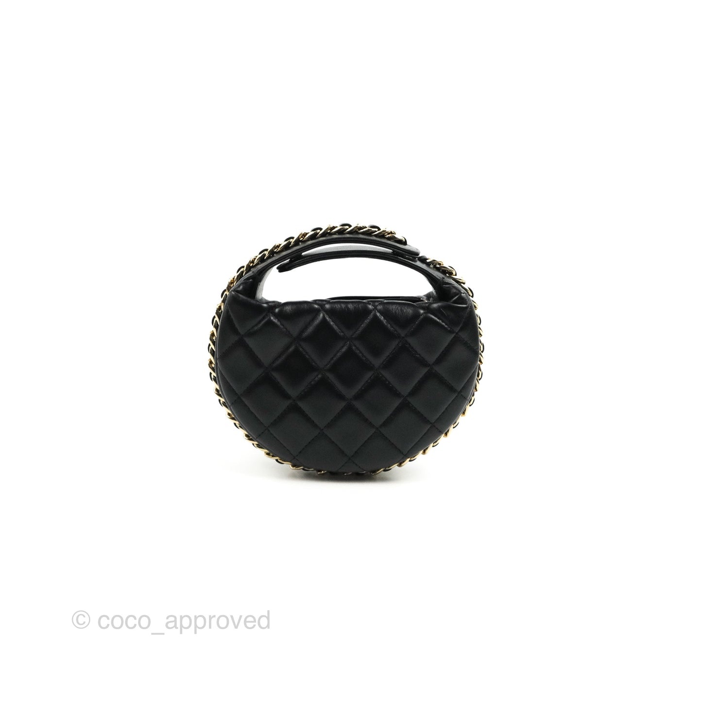 Chanel Quilted Chain Around Pouch Black Lambskin