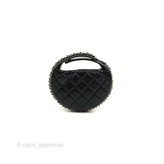 Chanel Quilted Chain Around Pouch Black Lambskin