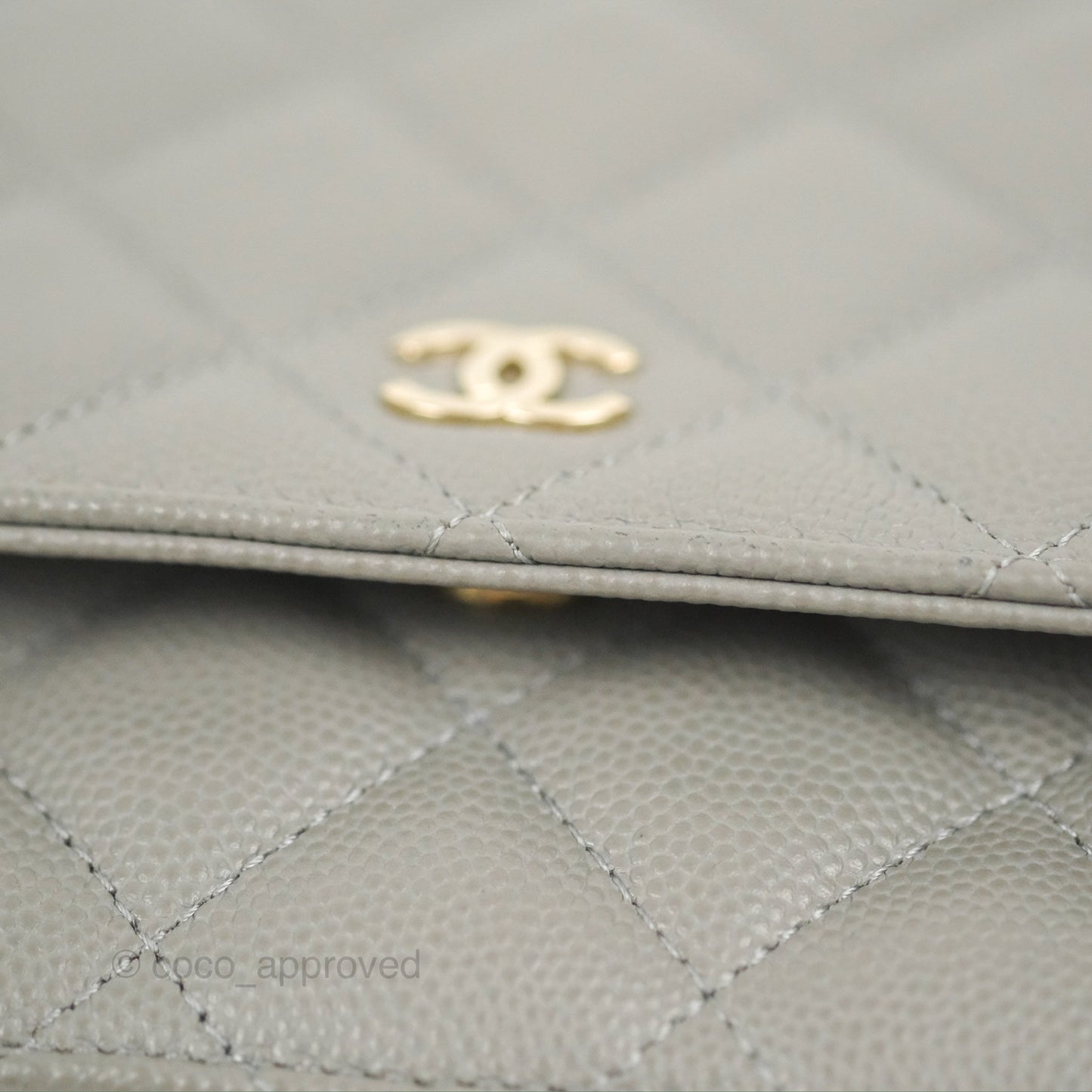 Chanel Quilted Classic Wallet on Chain WOC Grey Caviar Gold Hardware
