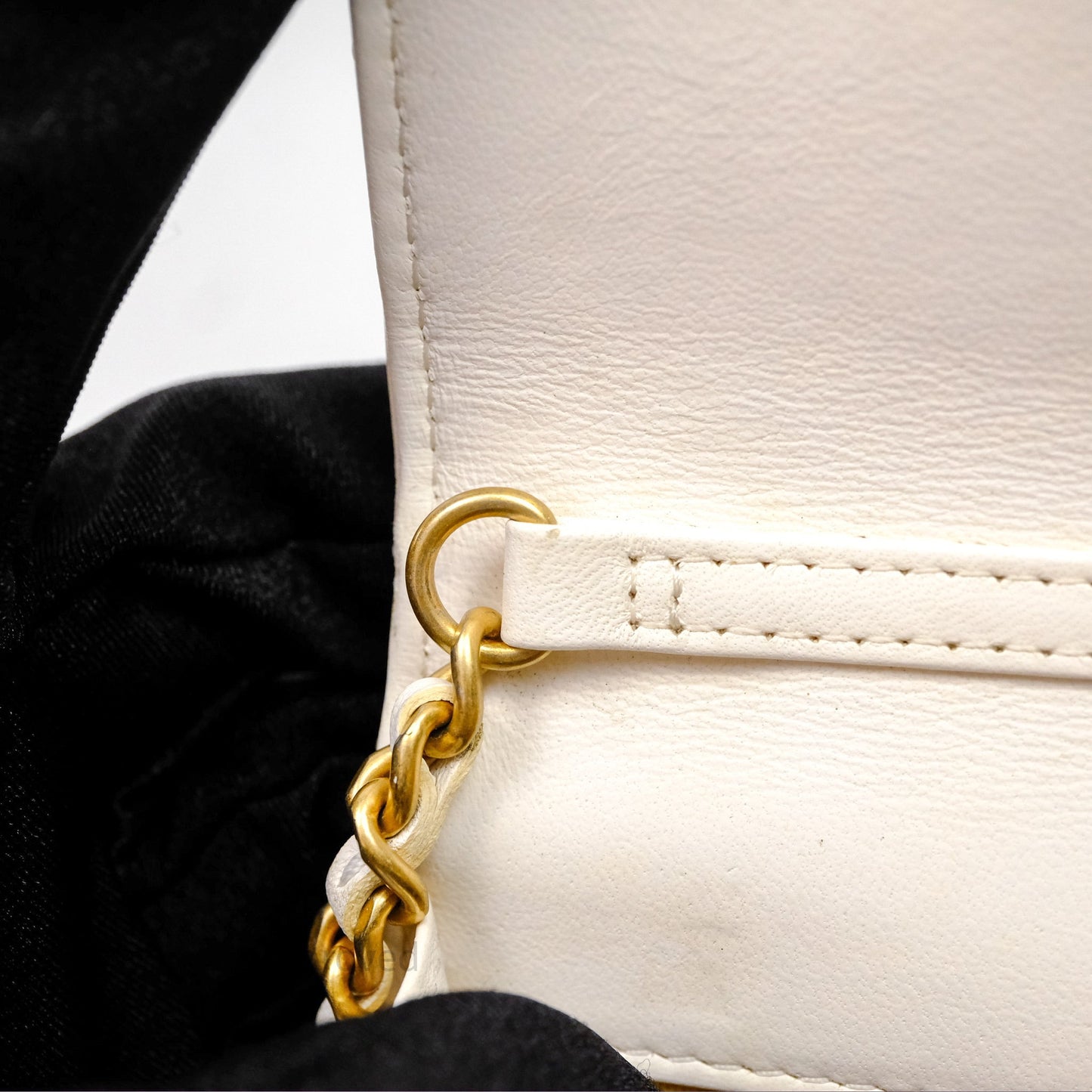 Chanel Quilted Pearl Crush Wallet on Chain WOC Ivory White Lambskin Aged Gold Hardware
