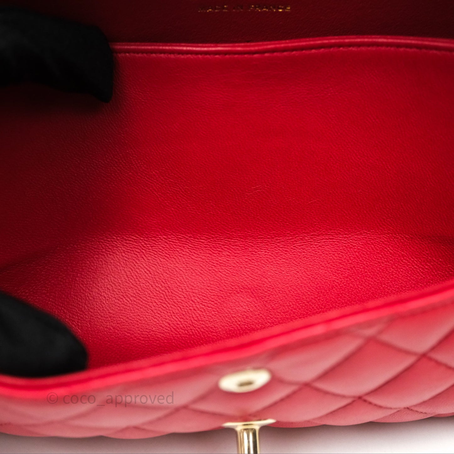 Chanel Classic M/L Medium Double Flap Red Lambskin Gold Hardware