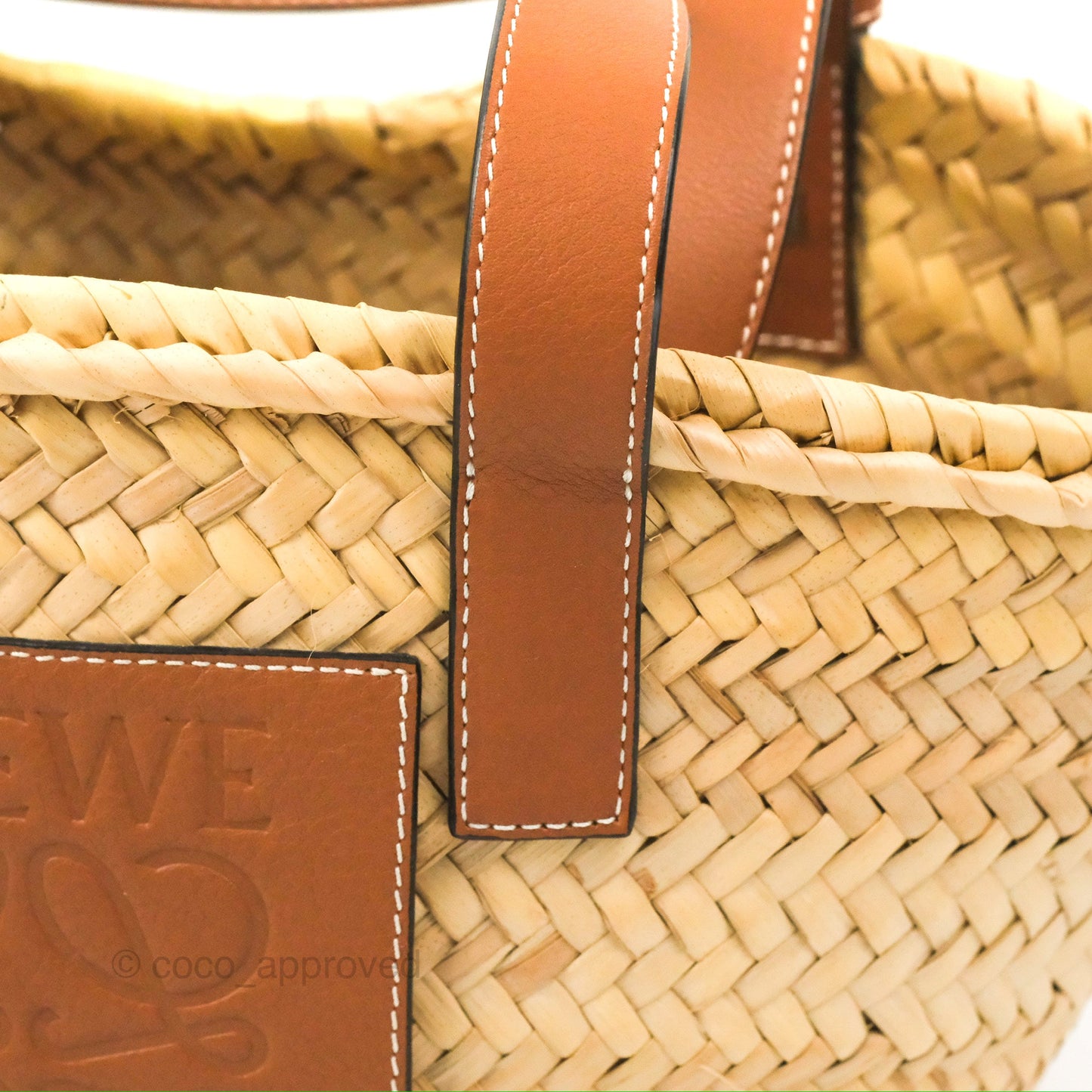 Loewe Small Basket Bag Natural Palm Leaf Tan Calfskin