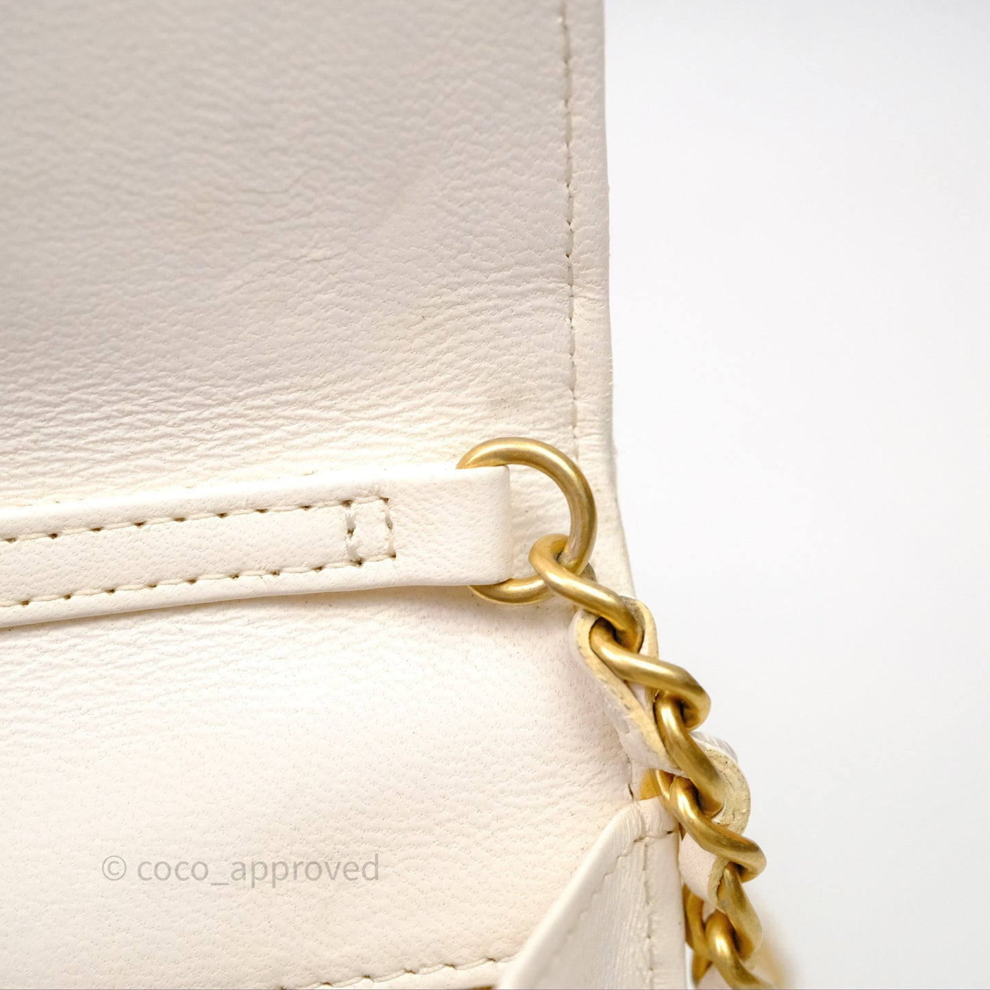 Chanel Quilted Pearl Crush Wallet on Chain WOC Ivory White Lambskin Aged Gold Hardware
