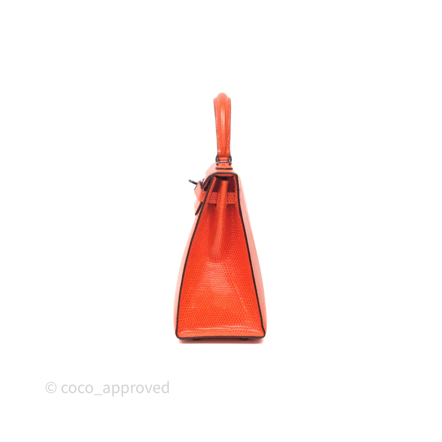 Hermes Kelly 25 Poppy Orange Lizard Palladium Hardware