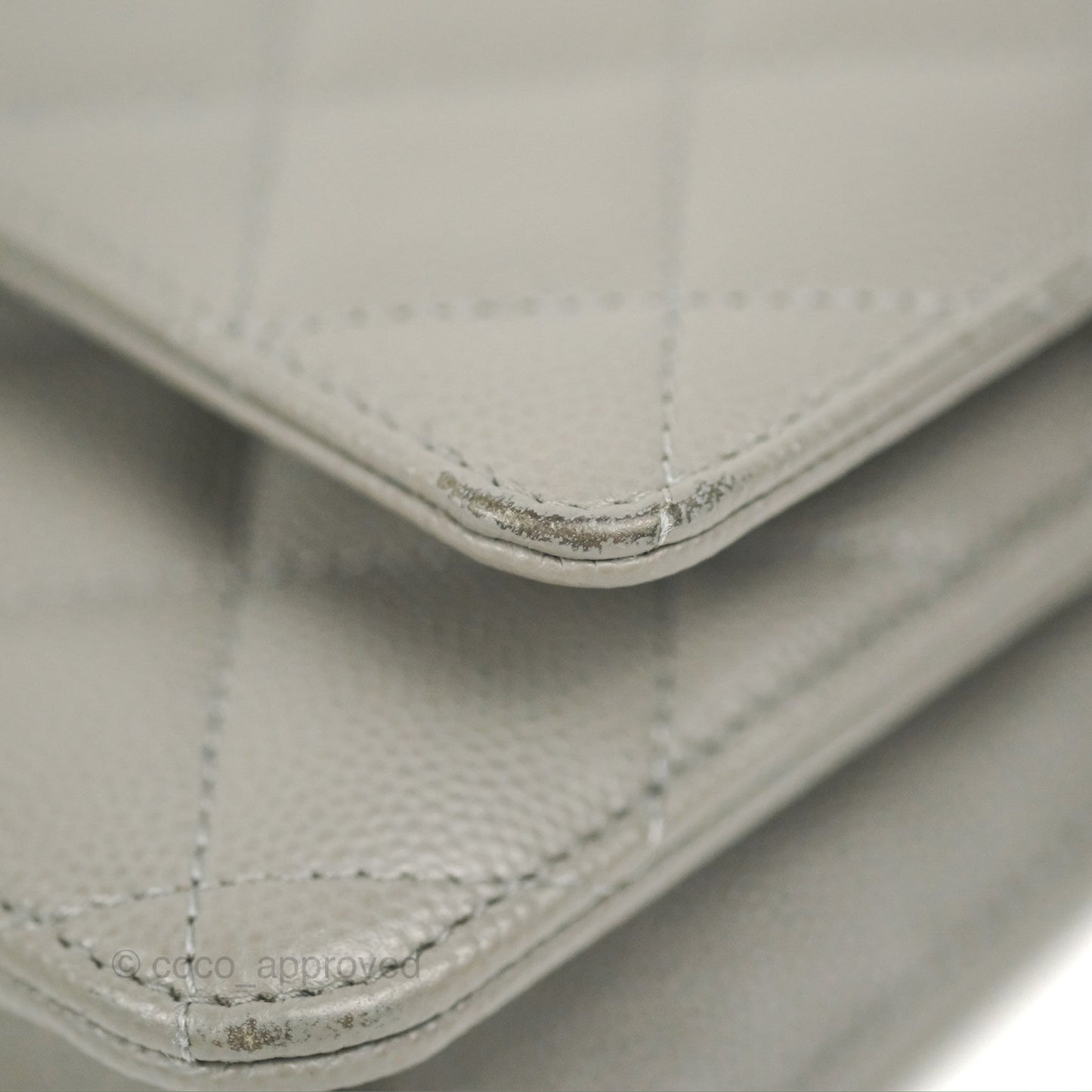 Chanel Quilted Classic Wallet on Chain WOC Grey Caviar Gold Hardware