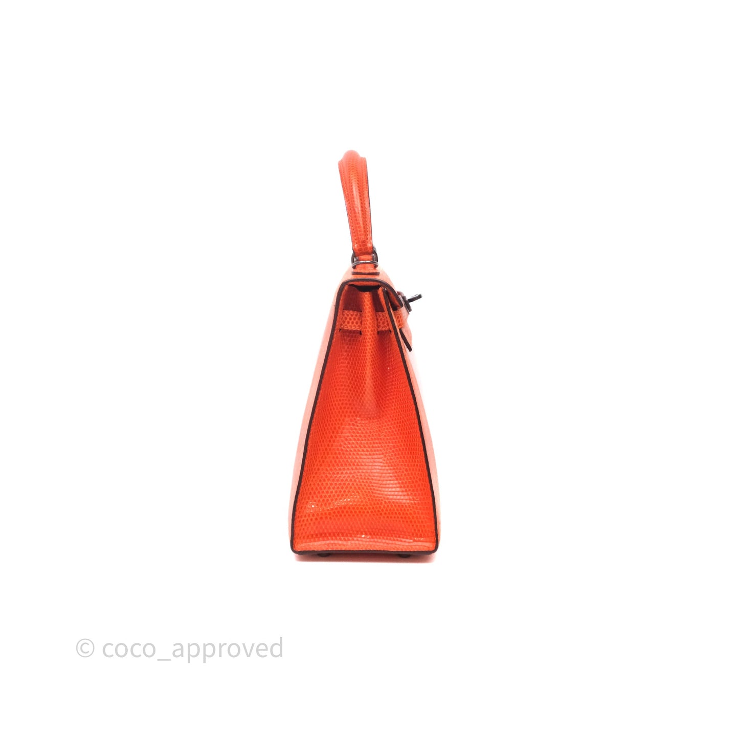 Hermes Kelly 25 Poppy Orange Lizard Palladium Hardware