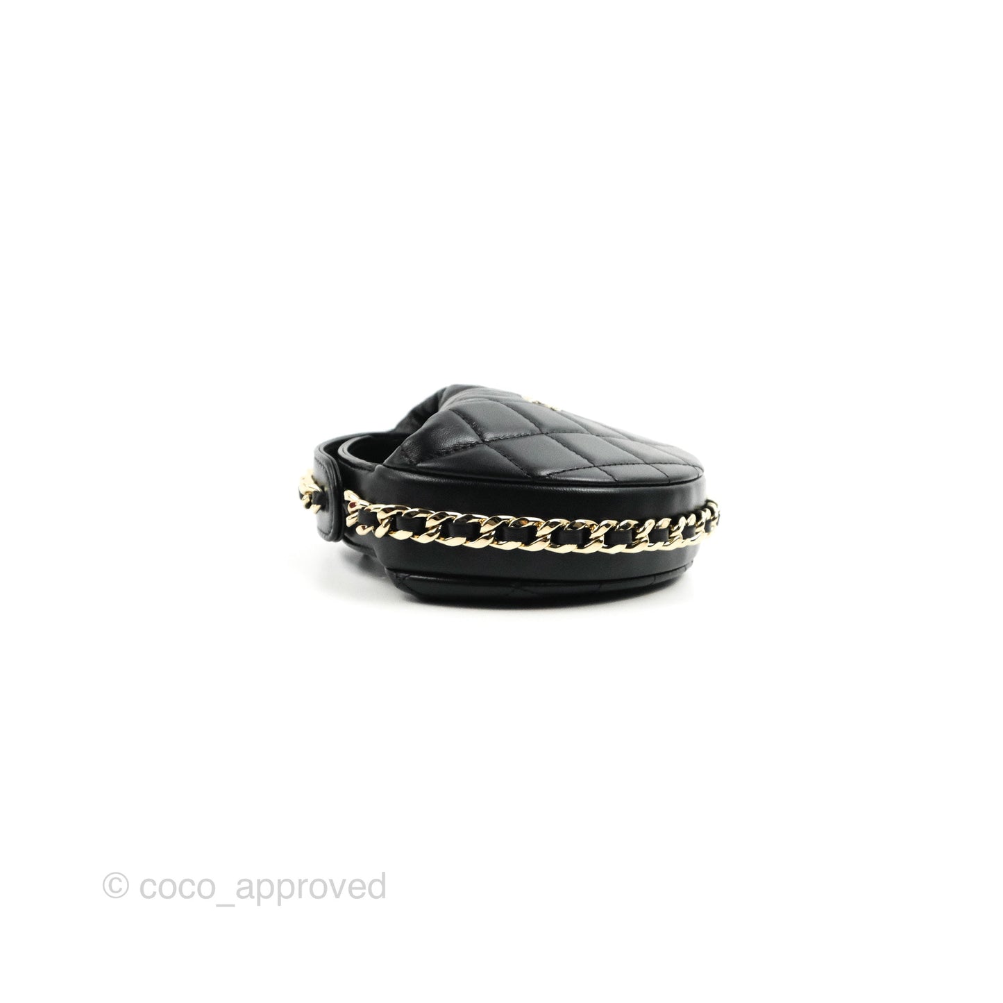 Chanel Quilted Chain Around Pouch Black Lambskin