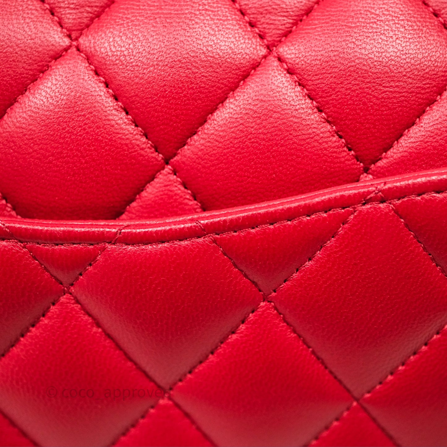 Chanel Classic M/L Medium Double Flap Red Lambskin Gold Hardware