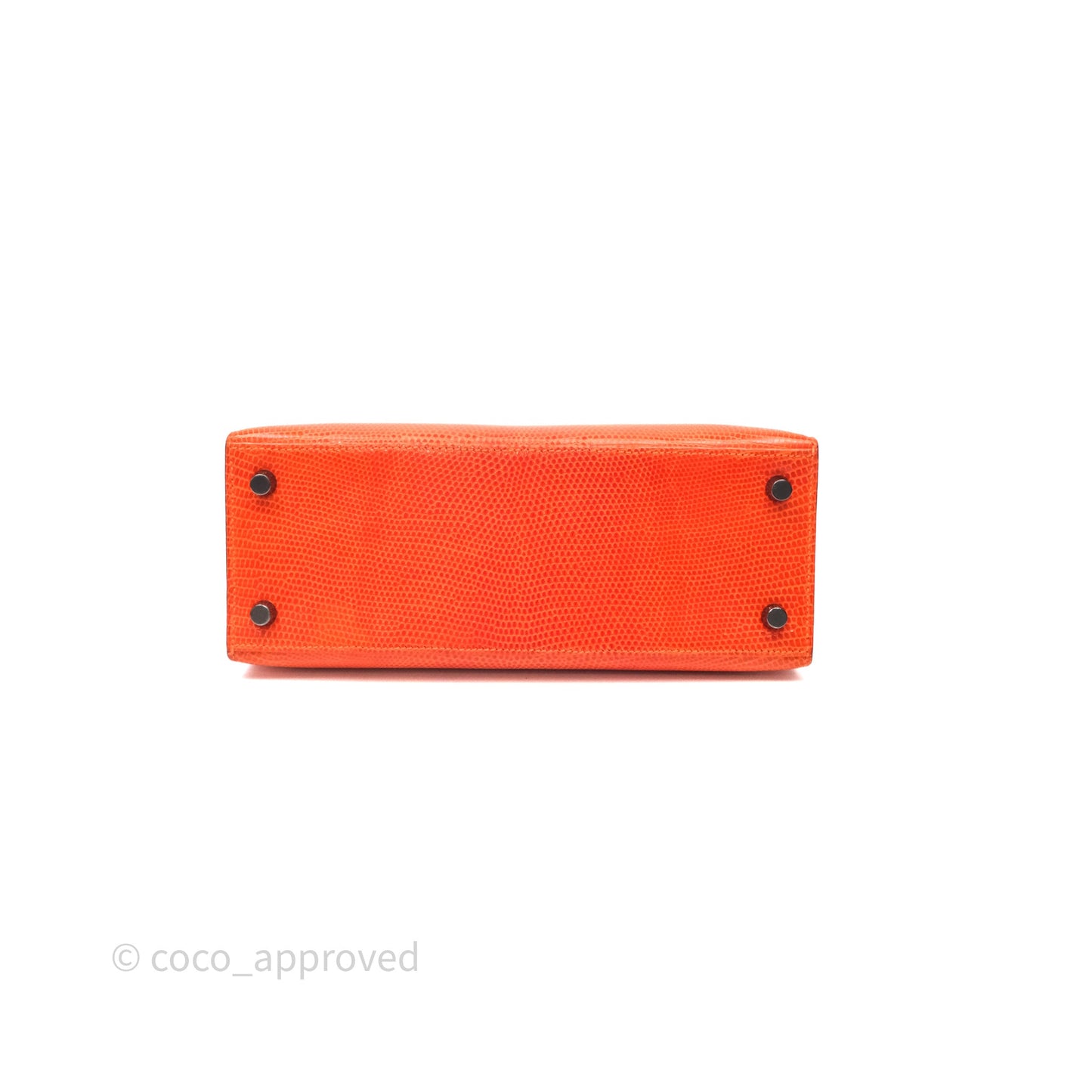 Hermes Kelly 25 Poppy Orange Lizard Palladium Hardware