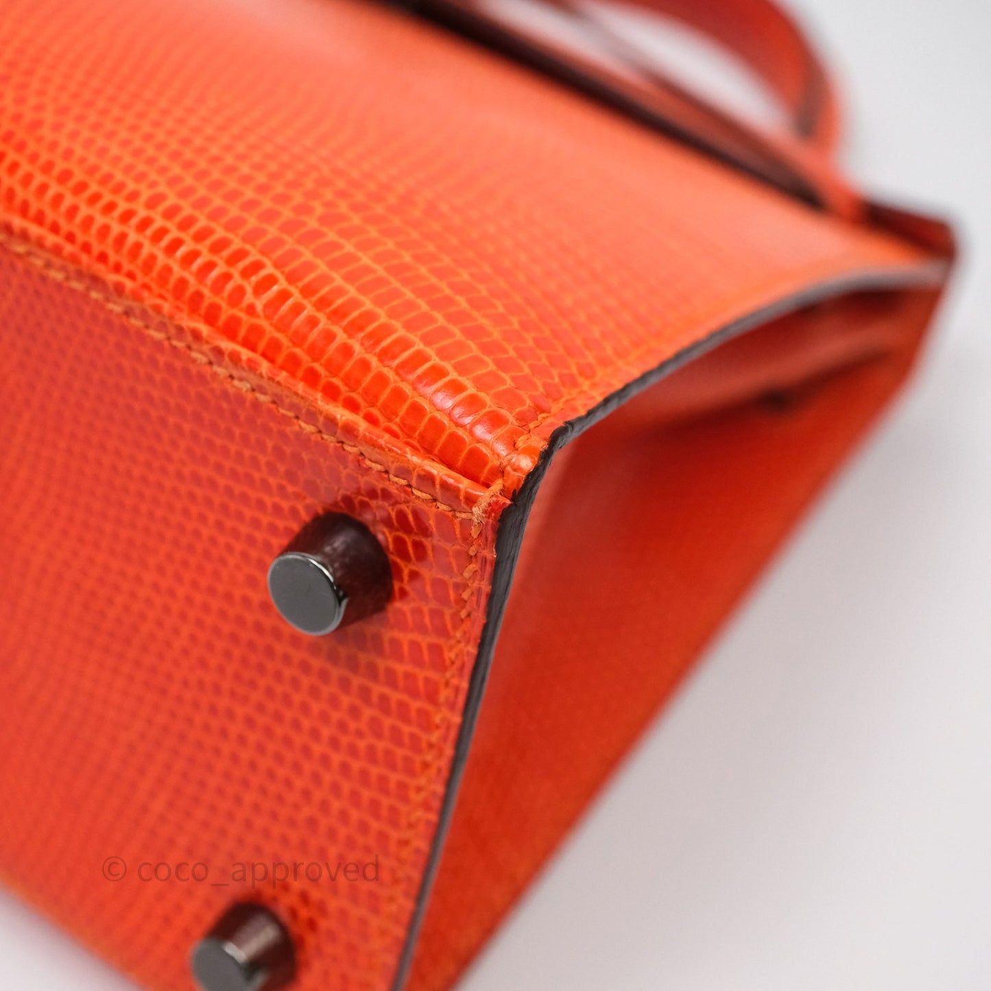 Hermes Kelly 25 Poppy Orange Lizard Palladium Hardware