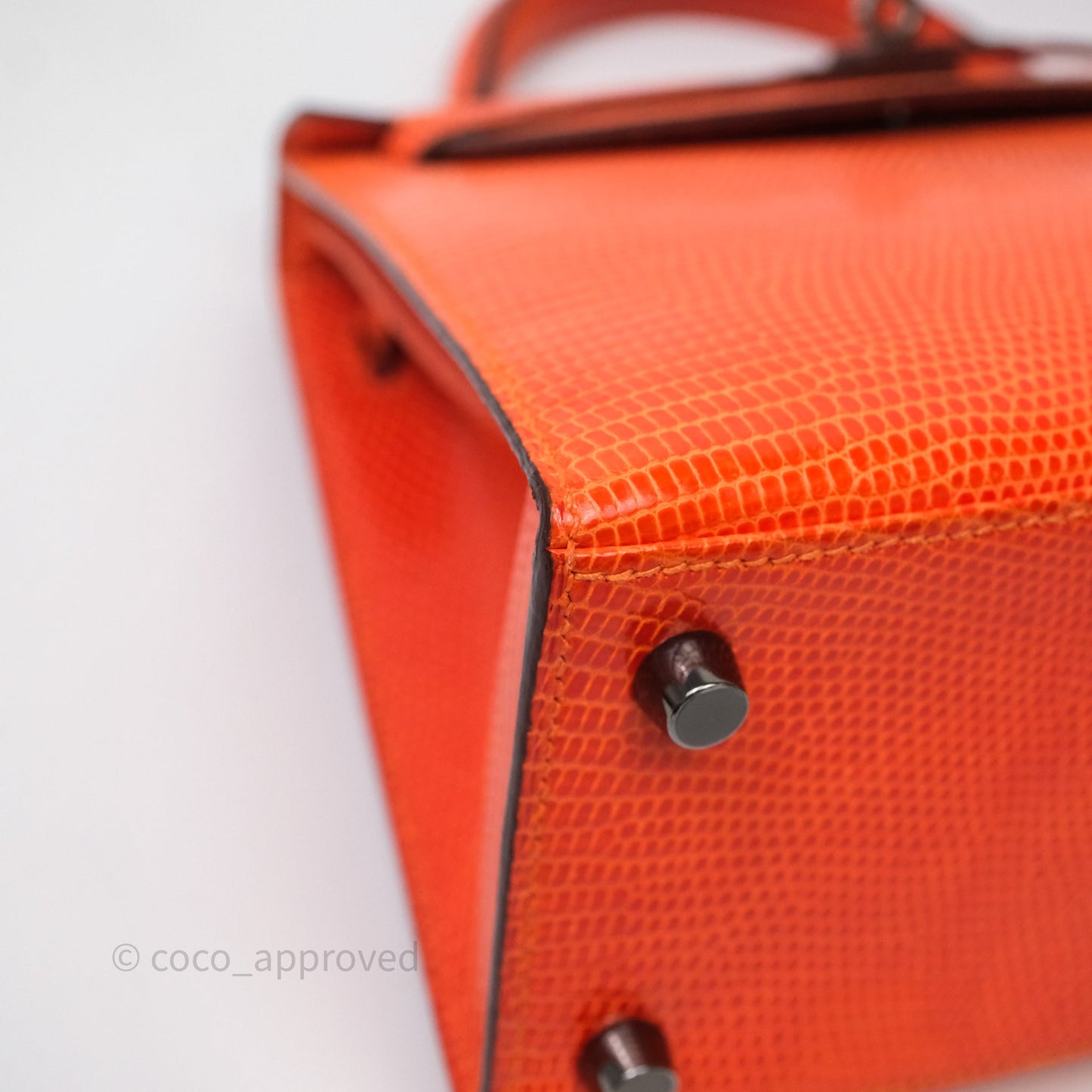 Hermes Kelly 25 Poppy Orange Lizard Palladium Hardware