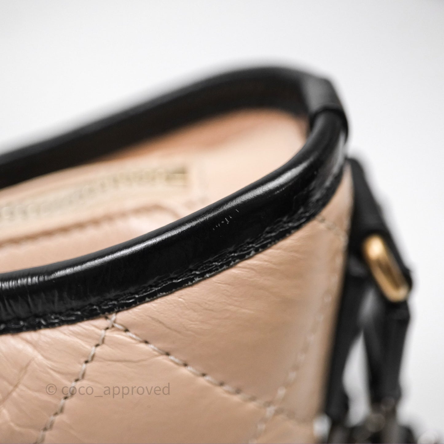 Chanel Small Gabrielle Hobo Quilted Black Beige Aged Calfskin