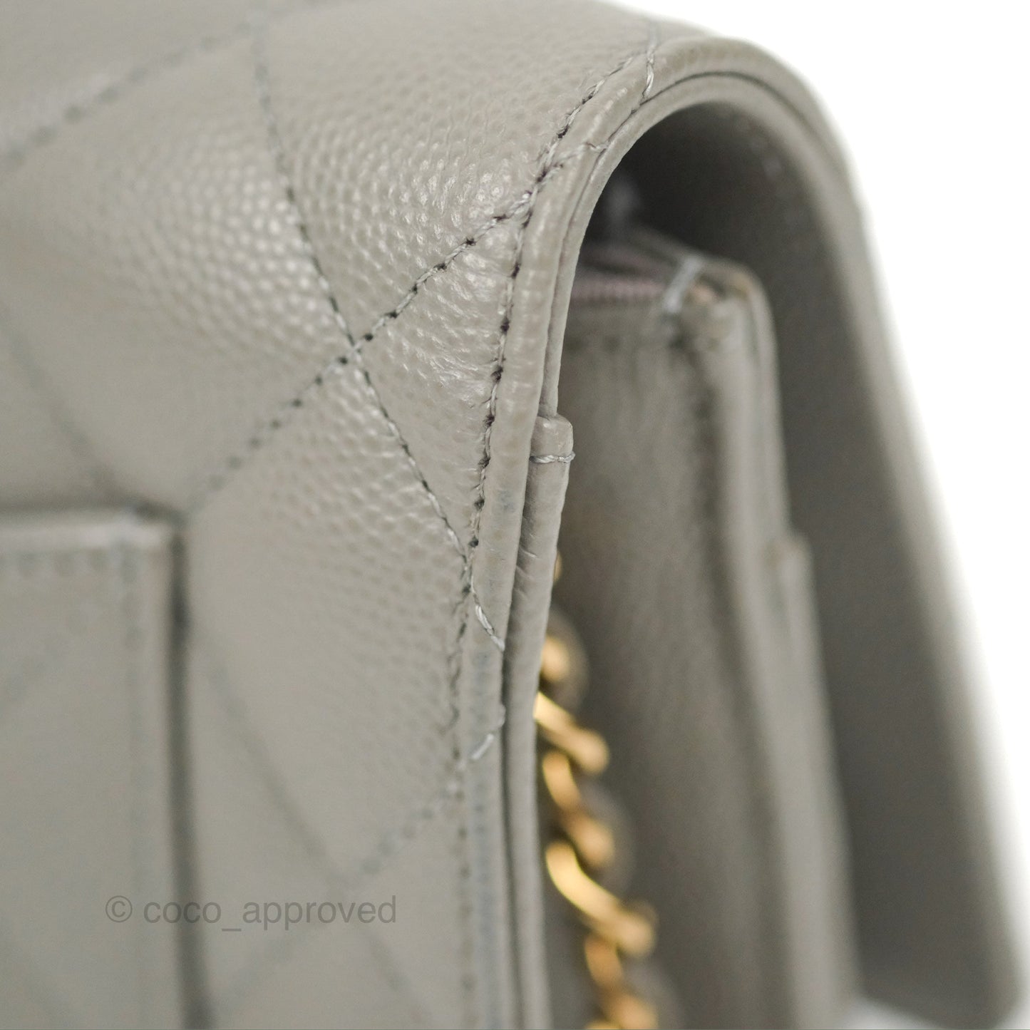Chanel Quilted Classic Wallet on Chain WOC Grey Caviar Gold Hardware