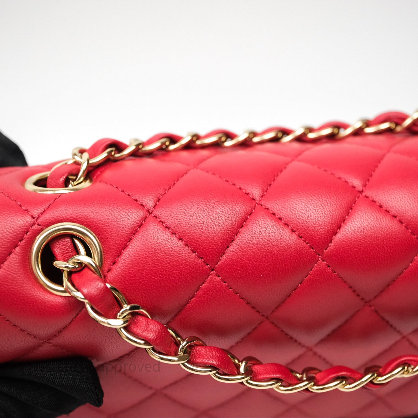 Chanel Classic M/L Medium Double Flap Red Lambskin Gold Hardware