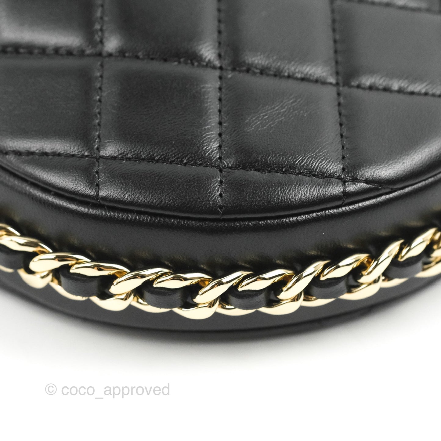 Chanel Quilted Chain Around Pouch Black Lambskin