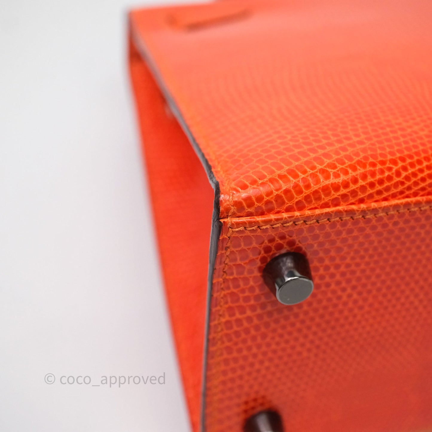 Hermes Kelly 25 Poppy Orange Lizard Palladium Hardware