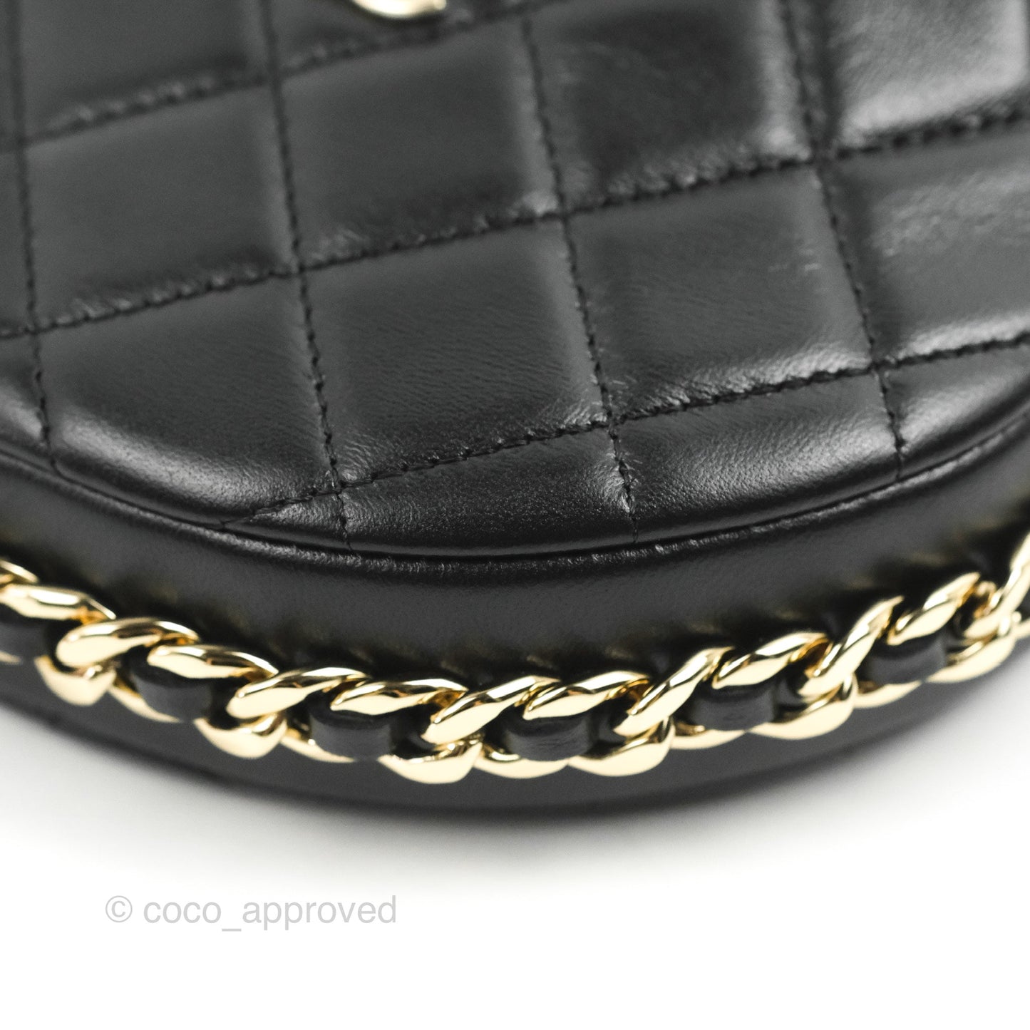 Chanel Quilted Chain Around Pouch Black Lambskin