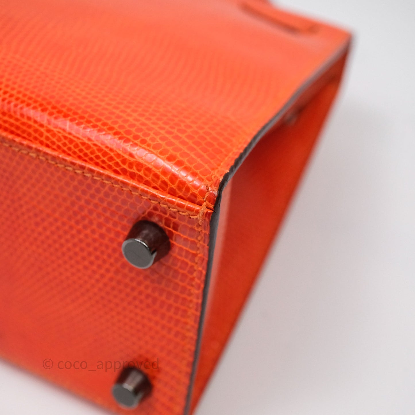 Hermes Kelly 25 Poppy Orange Lizard Palladium Hardware