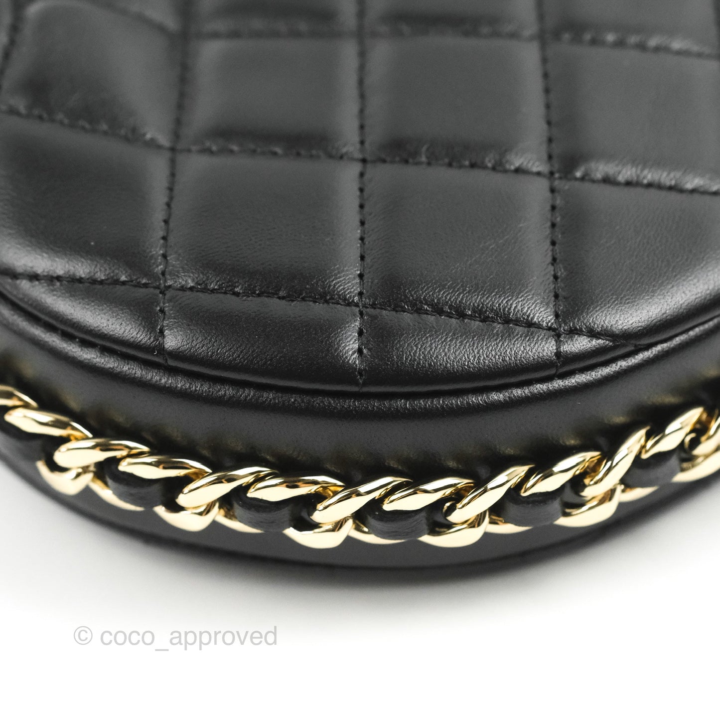 Chanel Quilted Chain Around Pouch Black Lambskin