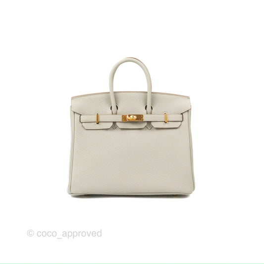 Hermes Birkin 25 Retourne Gris Perle 80 Togo Gold Hardware