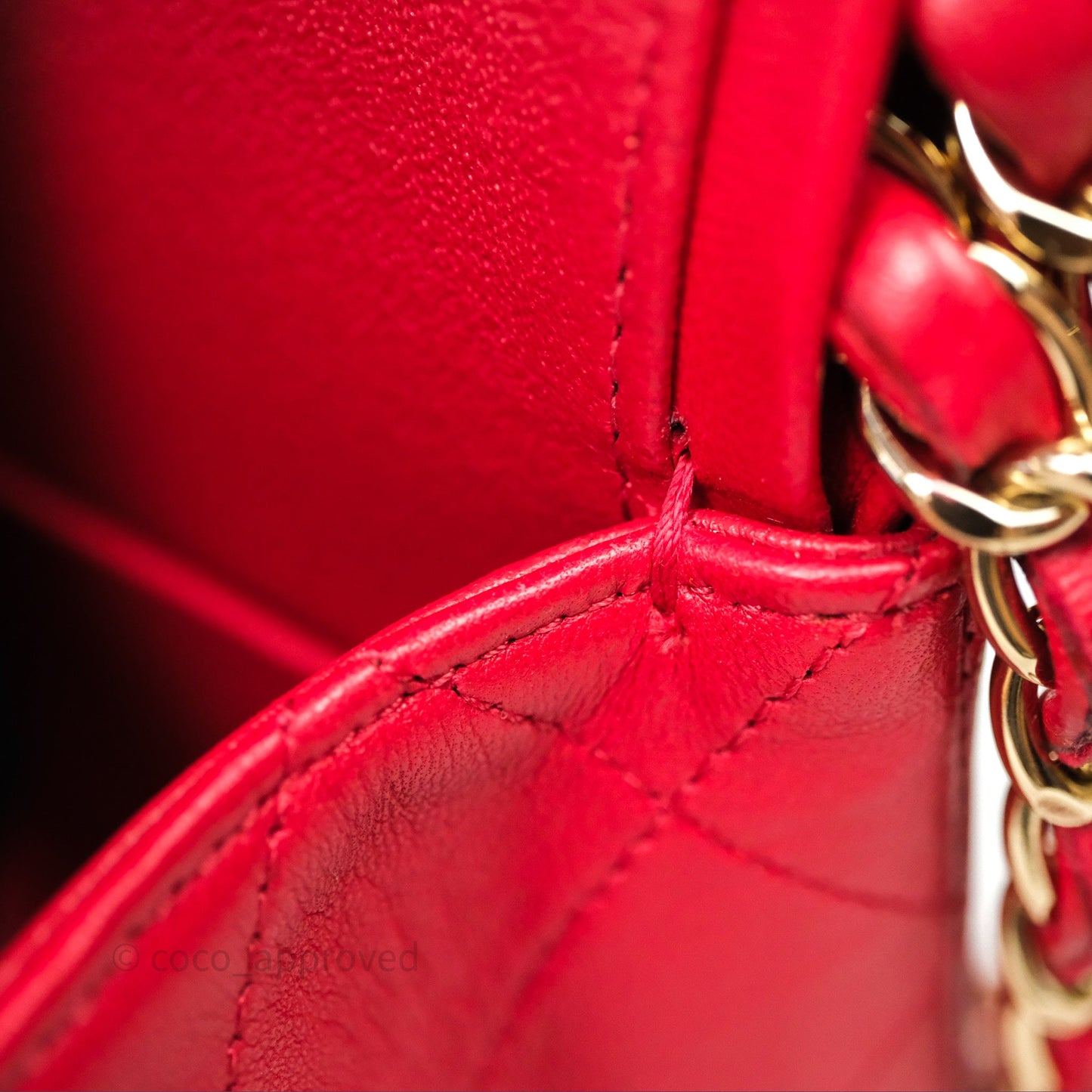 Chanel Classic M/L Medium Double Flap Red Lambskin Gold Hardware