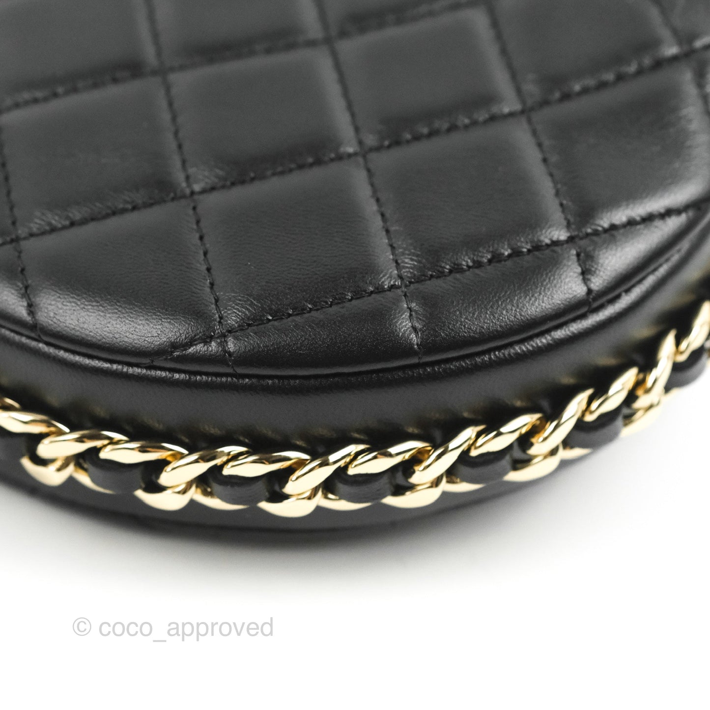 Chanel Quilted Chain Around Pouch Black Lambskin