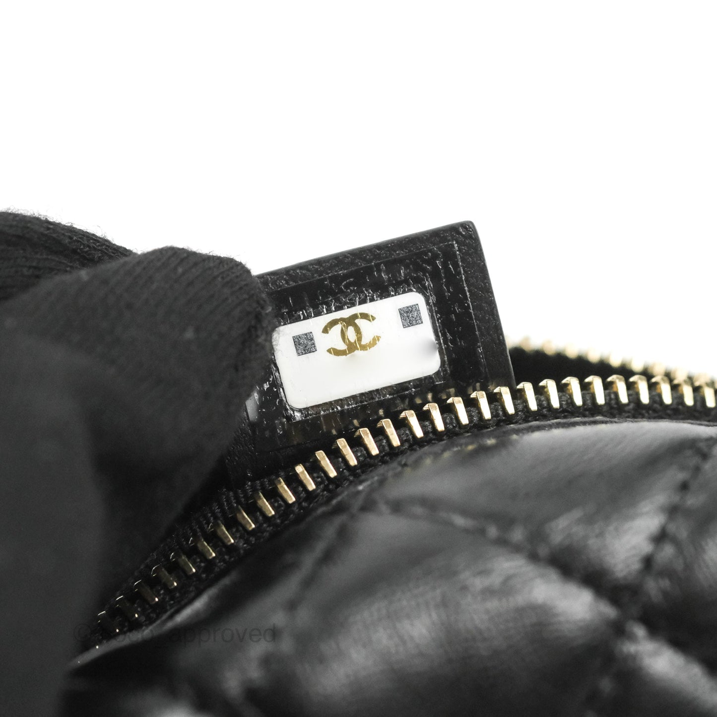 Chanel Quilted Chain Around Pouch Black Lambskin