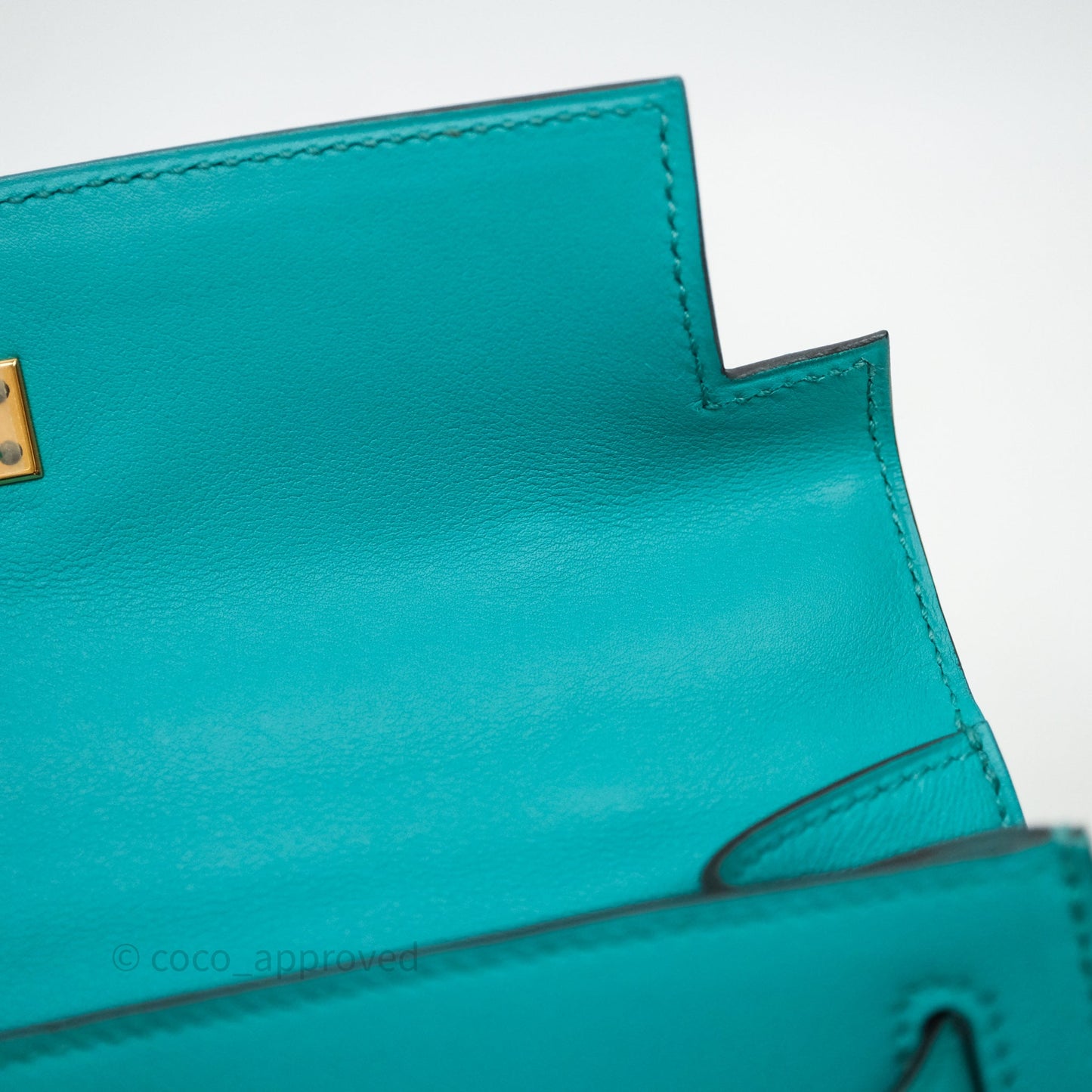 Hermès Kelly Pochette Bleu Paon 7F Gold Hardware