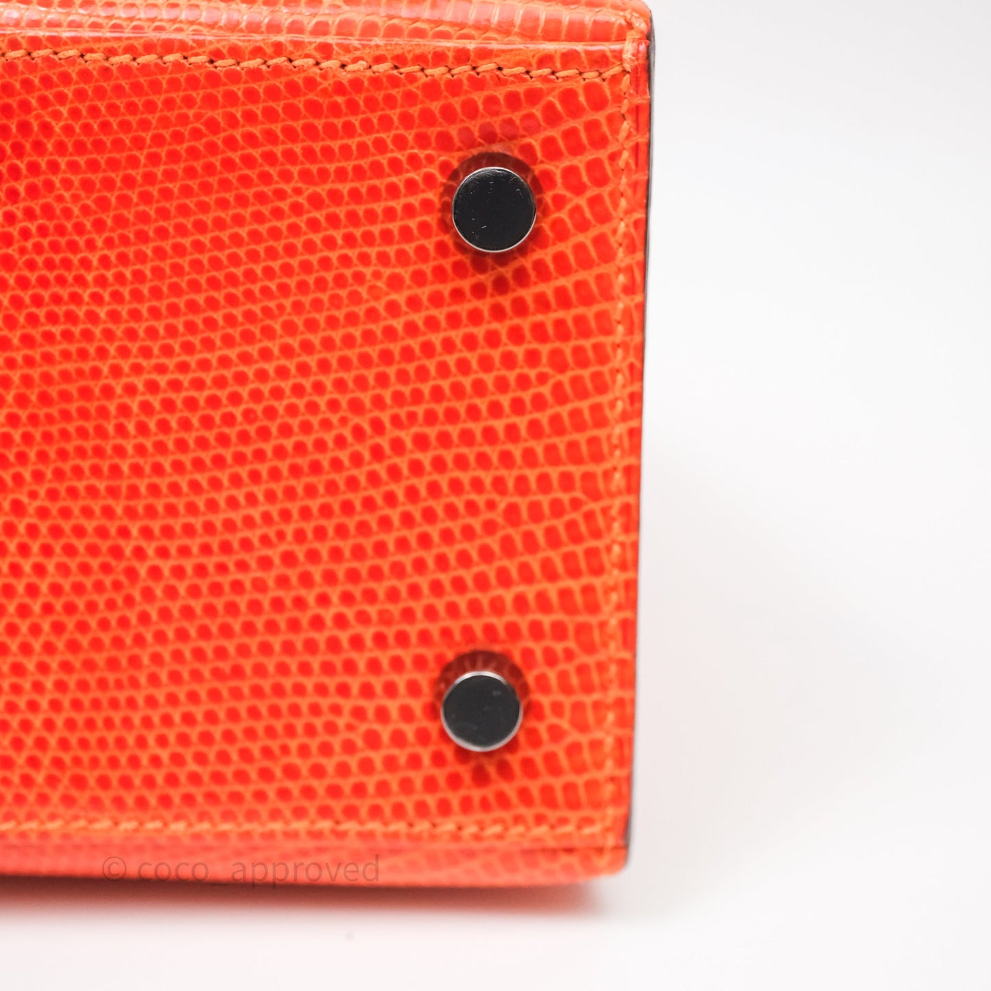 Hermes Kelly 25 Poppy Orange Lizard Palladium Hardware