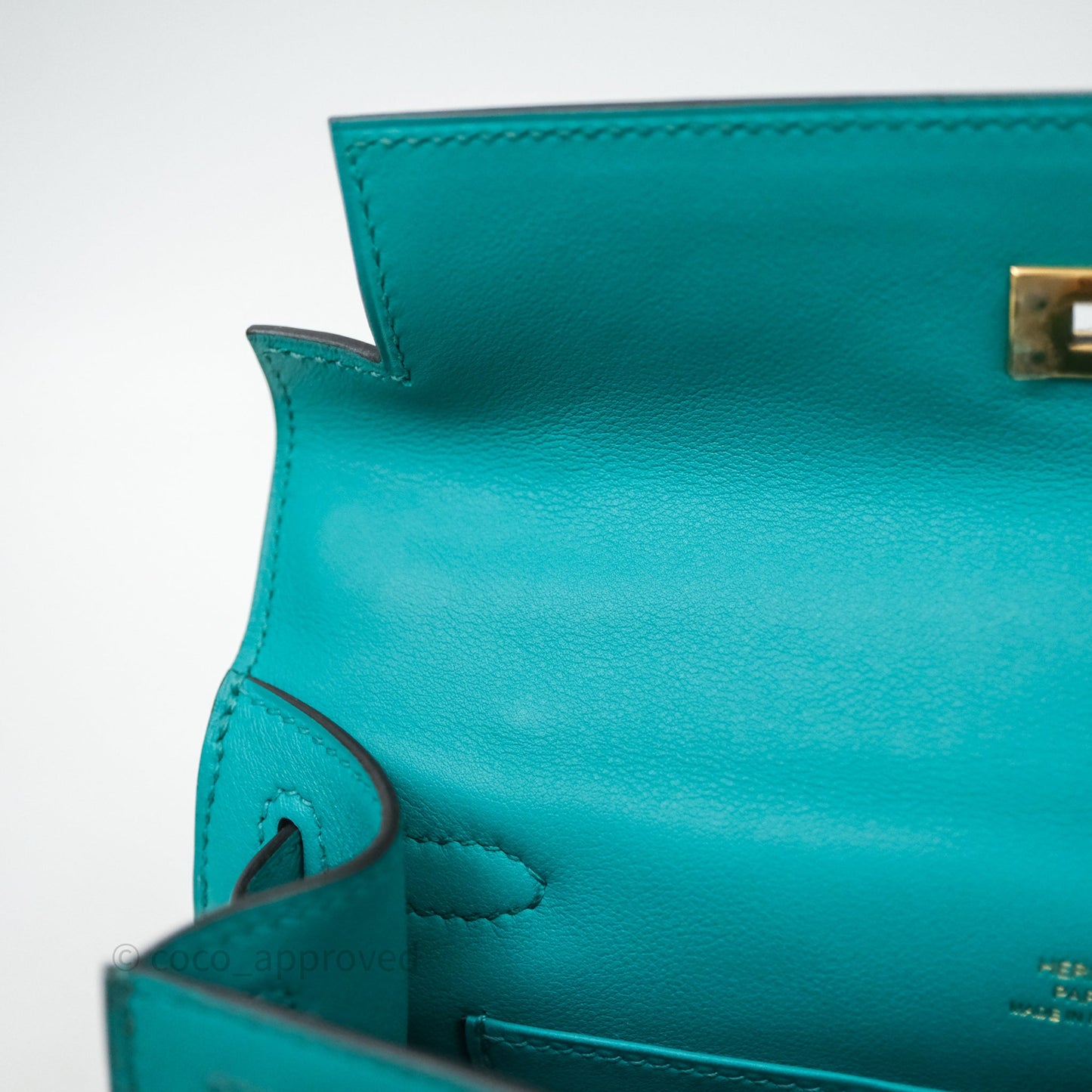 Hermès Kelly Pochette Bleu Paon 7F Gold Hardware