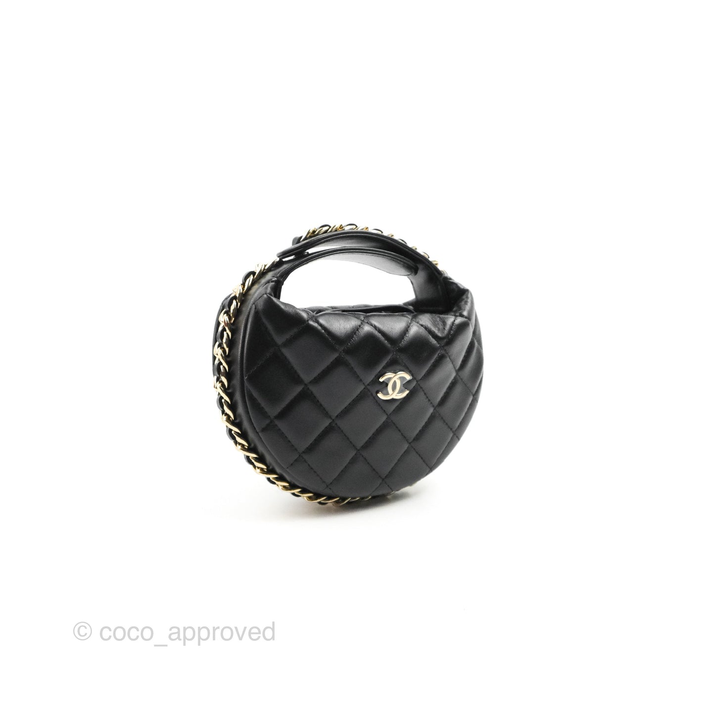 Chanel Quilted Chain Around Pouch Black Lambskin