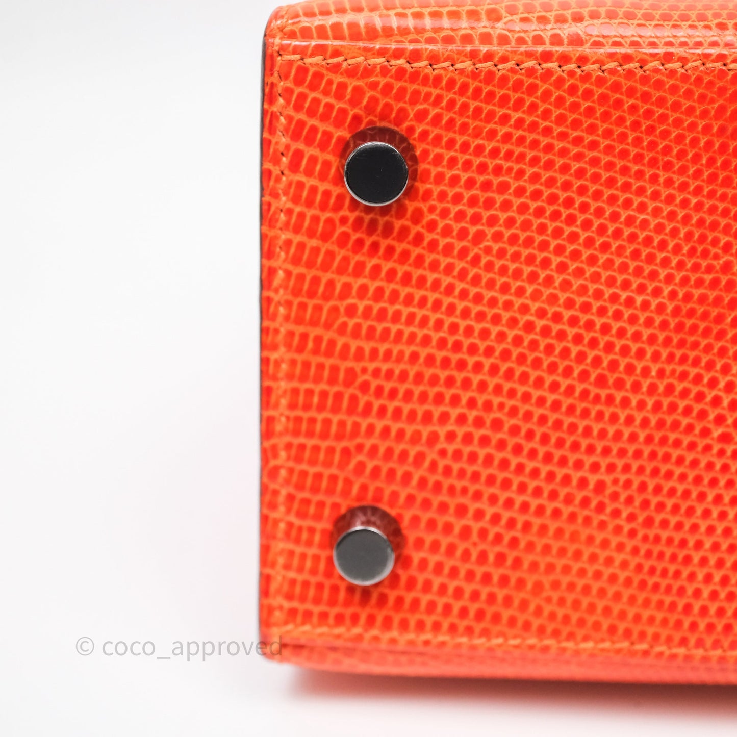 Hermes Kelly 25 Poppy Orange Lizard Palladium Hardware