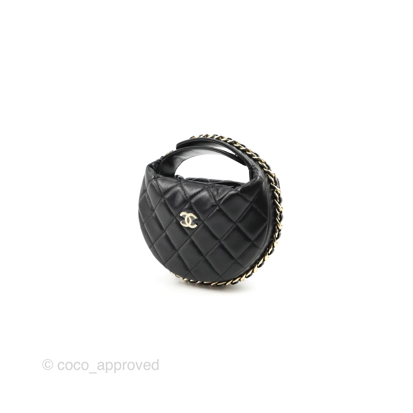 Chanel Quilted Chain Around Pouch Black Lambskin