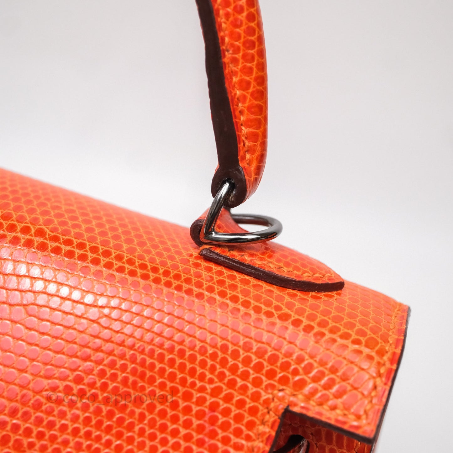 Hermes Kelly 25 Poppy Orange Lizard Palladium Hardware