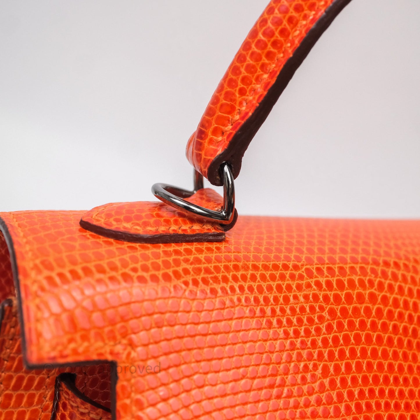 Hermes Kelly 25 Poppy Orange Lizard Palladium Hardware
